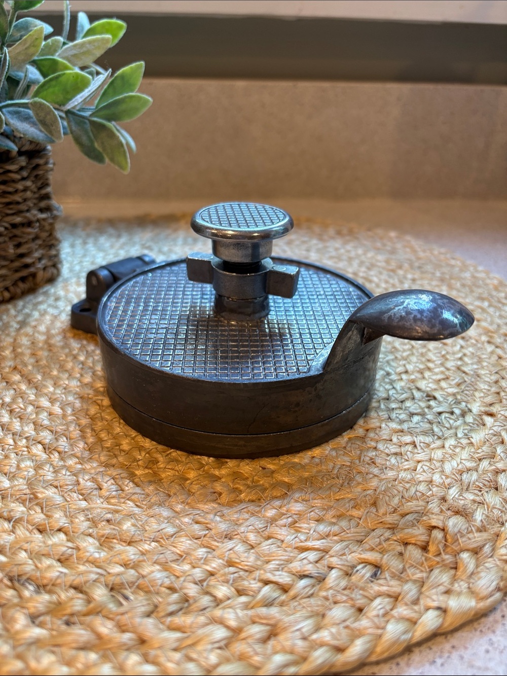 Vintage Cast Aluminum Hinged Hamburger Press